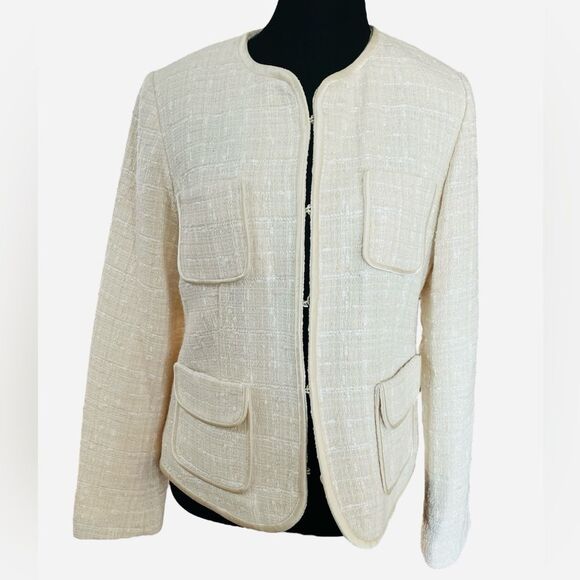 Vintage Pendleton Cream Tweed Jacket Size 8 Vintage Classic Preppy Old Money - Picture 1 of 8